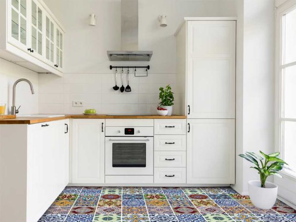 Mosaico de baldosas hidráulicas 4 - Vinilo para suelos  Suelo vinilico  cocina, Suelos de vinilo para cocina, Suelos cocina