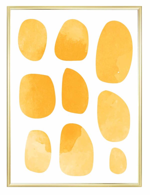 Lámina decorativa Pebbles con marco dorado