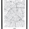 Lámina decorativa Mapa París con marco negro